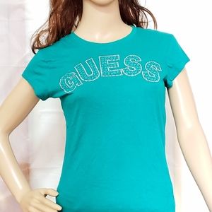 GUESS Logo Rhinestones Tee